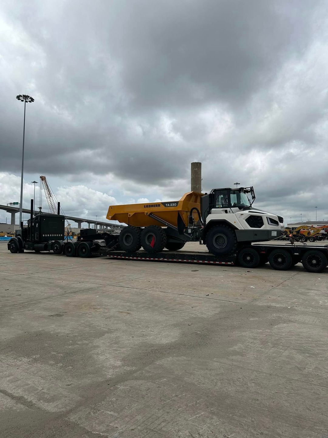 Heavy equipment loaded for hauling